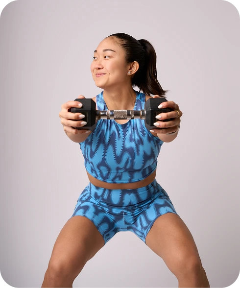 Pia entrenando con equipamento